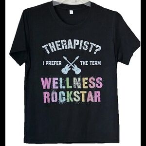 Men’s Graphic Therapist T-Shirt XL Black I Prefer The Term Wellness Rockstar